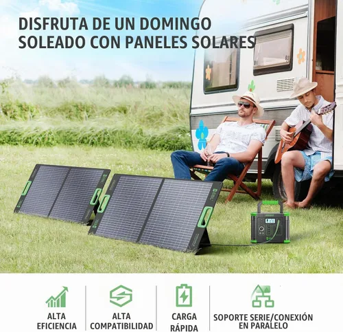 Vista 3 de El panel solar portátil de EBL 100W para la central eléctrica, prenda impermeable IP65 plegable Negro
