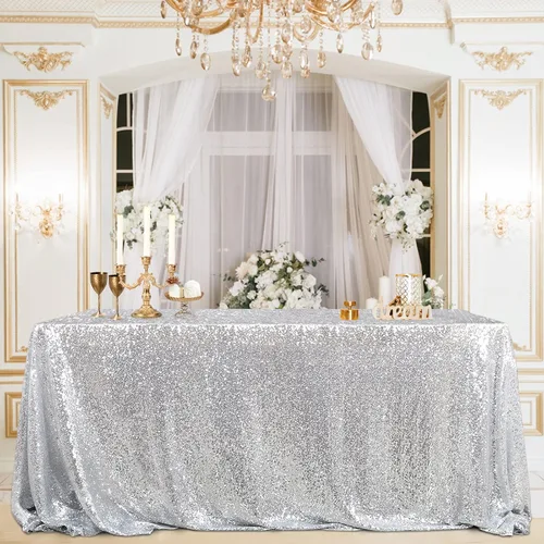 Vista 79 de B-COOL Mantel de lentejuelas con brillo para mesas, color azul bebé, mantel de lentejuelas para decoración de mesas, para bodas, Navidad