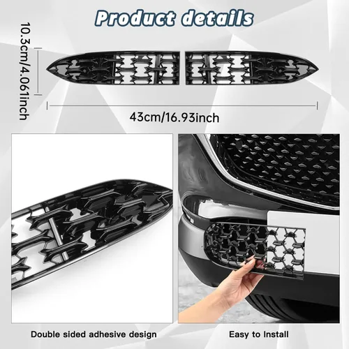 Vista 5 de (2 unidades/juegos) CX5 - Insertos de malla para parrilla frontal Mazda CX-5 KF Accesorios ABS Material Protector de rejilla frontal compatible