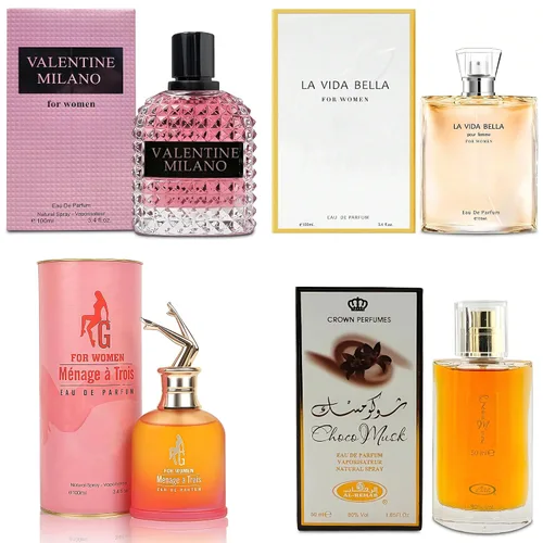 Vista 17 de AFLUXE Top Sales 4 Pieza Set de Perfume para Mujer Combo Eau de Parfum Spray Natural, Fragancia Duradera para Mujeres Kiara Mango Punch & Sarah Pink