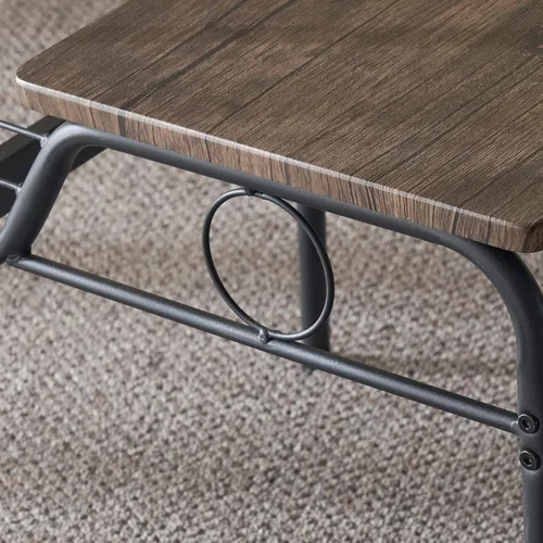 Vista 7 de Juego de comedor moderno de 6 piezas para el hogar, cocina, comedor con estantes de almacenamiento, marco de acero, mesa rectangular con 1 banco y 4