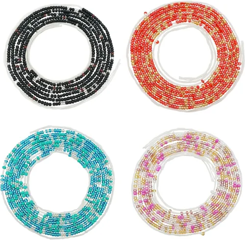 Vista 32 de 4 cuentas de cintura africana hechas a mano de 50 pulgadas para mujer, no elásticas (corbata)