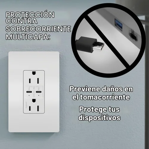 Vista 7 de Legrand Radiant R26USBPDW - Toma de corriente dúplex decoradora resistente
