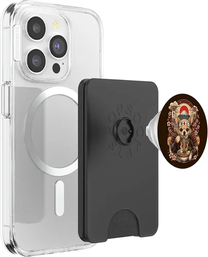Vista 3 de Ramen Noodles Chihuahua Japan Graphic Samurai Dog Snack PopSockets PopWallet for MagSafe