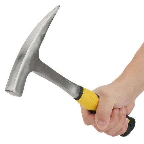 Vista 2 de Martillo de acero de doble cabeza con mango de goma para estudio geológico y minería (S(6.5 x 2.9 pulgadas)