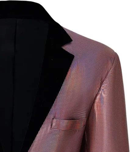 Vista 5 de Traje de discoteca de los años 70 para hombre, traje de arcoíris, chaqueta y pantalones de lentejuelas, disfraz de fiesta de Halloween