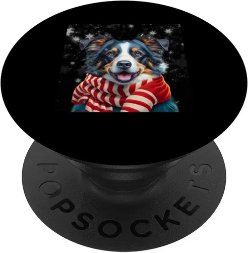 Vista 6 de Border Collie Dog Winter Christmas Sweater Xmas Pet Dog PopSockets MagSafe PopGrip for iPhone