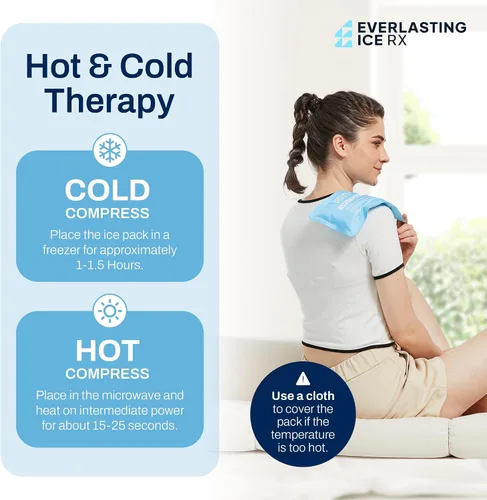 Vista 2 de Paquetes de hielo suaves reutilizables de gel caliente y frío, paquete de 4 paquetes de hielo de gel grandes, solución de terapia fría y caliente