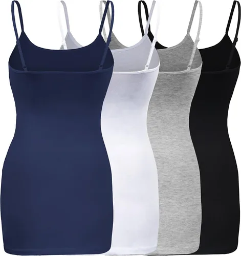 Vista 3 de ShezPretty - Camiseta sin mangas básica para mujer con tirantes tipo espagueti ajustables, 4