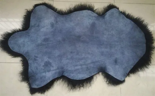 Vista 5 de Seek4comfortable Alfombra negra de piel de oveja mongol auténtica, manta de piel tibetana con decoración gruesa súper esponjosa como alfombra