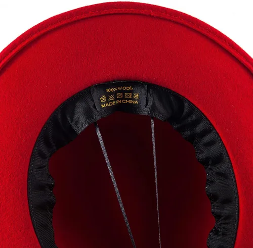 Vista 3 de LADYBRO Sombrero de Fedora y Fedoras Combo de almacenamiento, sombrero rojo para mujer, fedora de lana de ala ancha, organizador de sombreros