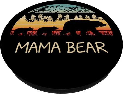 Vista 2 de Oso de mamá con 2 cubos, enchufe Pop Socket Retro Montañas Día de la Madre – PopSockets Grip y soporte para teléfonos y tabletas