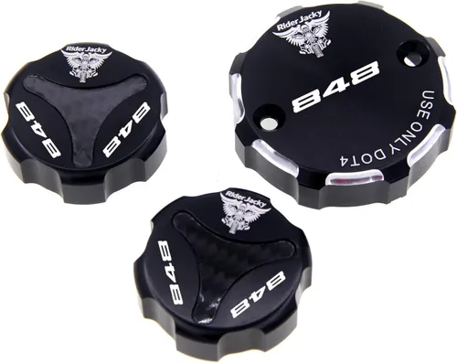 Vista 4 de Para Ducati 848/EVO 2008-2013 2009 2010 2011 2012 CNC aluminio motocicleta freno delantero embrague y tapa de depósito de líquido de freno trasero