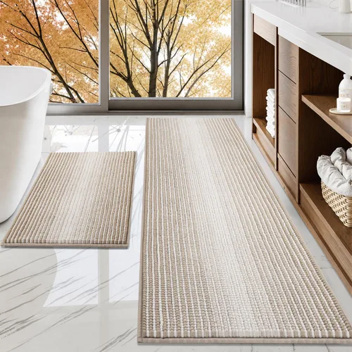 Vista 20 de BSICPRO Tapetes de baño de felpilla, 20 x 32 pulgadas, antideslizantes, absorbentes, suaves, peludos, para baño, lavables a máquina (salvia)