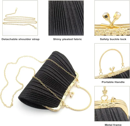 Vista 4 de Bolso de mano para mujer, bolso de noche brillante para fiesta, baile, boda, formal