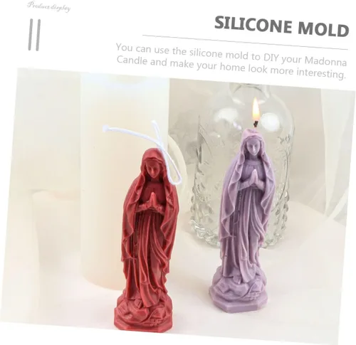 Vista 3 de EXCEART DIY Virgen María perfumada vela molde de silicona artesanal resina molde de fundición