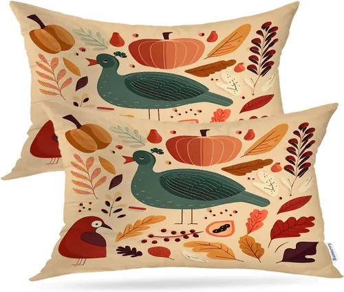 Vista 77 de Batmerry Autumn Forest Throw Pillow Covers, Yellow Orange Foliage in Fall Park Decorative Pillow Covers Digital Printing Blended for Couch Sofa Bed