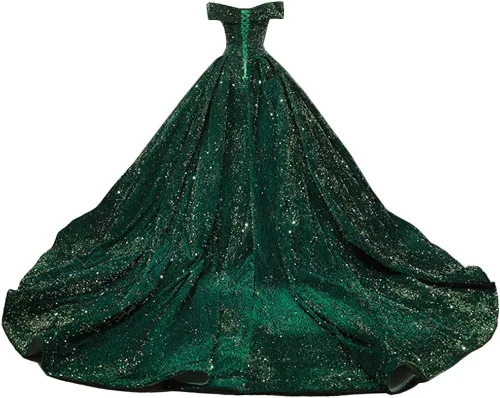 Vista 2 de Lily Wedding Vestido de noche largo con lentejuelas y hombros descubiertos para mujer, vestido de baile de graduación 2020