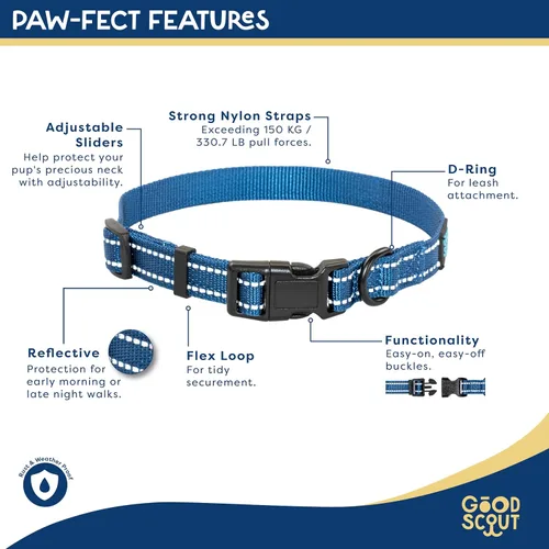 Vista 4 de Good Scout Collar de perro resistente para perros pequeños, collar de entrenamiento para cachorros con bucle flexible ajustable para un ajuste