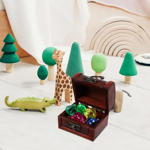 Vista 6 de balacoo 1 juego de mini cofres del tesoro pirata, caja de almacenamiento de joyas pirata vintage con cerradura y joyas, manualidades para niños