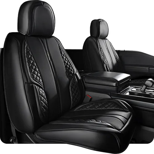 Vista 15 de CAR PASS Juego completo de fundas de cuero de napa para asiento de automóvil, protector impermeable duradero y acolchado, ajuste universal