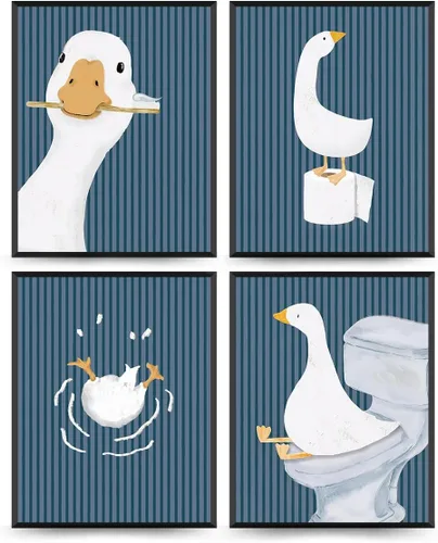 Vista 14 de Impresiones de Arte de Pared para Baño de Niños Wheatwin, Decoración de Pared de Ganso para Baño