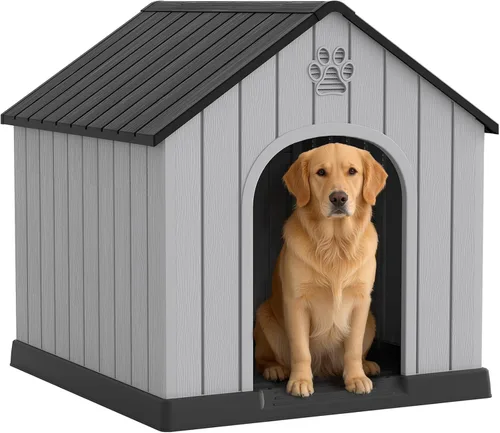 Vista 14 de Fancyango Casa para perros al aire libre e interior, impermeable, ventilada, fácil de limpiar, suelo elevado para perros pequeños y grandes, fácil
