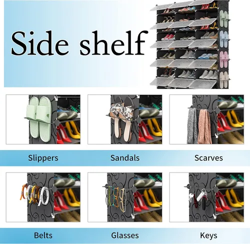 Vista 5 de KOUSI Zapatero portátil organizador de 96 pares de estantes de torre de almacenamiento extensible para tacones, botas, pantuflas, 4 x 12 niveles