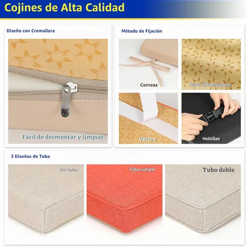 Vista 5 de Cojín de banco personalizado, cojines de asiento de ventana para interiores, cojines de banco para muebles de interior, almohadillas de banco