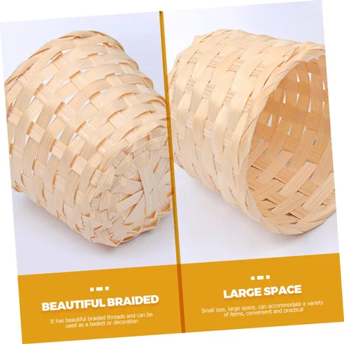 Vista 6 de Unomor 10 unids pequeña cesta apoyos snack Rattan Mini cesta tejida de madera para tejer cesta tejida cesta sauce comida bambú tejido flores cestas