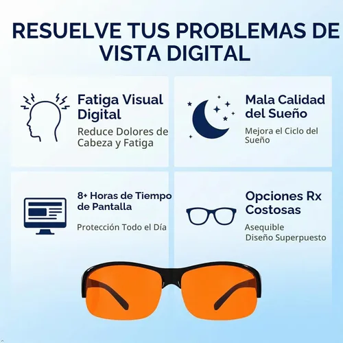 Vista 2 de Eyekepper 100% Gafas Anti-Luz Azul Fitover para Usar Sobre Gafas de Computadora con Lente Ámbar