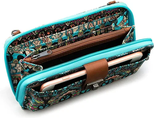 Vista 2 de Sakroots Artist Circle - Cartera/Brazalete grande para teléfono celular Aqua World