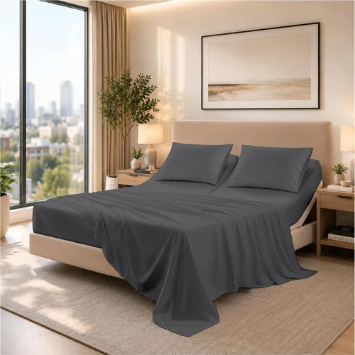 Vista 31 de SGI bedding Sábana Queen de 28 pulgadas con cabecera flexible y parte superior dividida, 100% algodón egipcio - 600 número de hilos, sábanas de 01