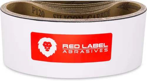 Vista 2 de Red Label Abrasives Correas de lijado de carburo de silicio de grano 24 de 3 x 18 pulgadas, paquete de 8