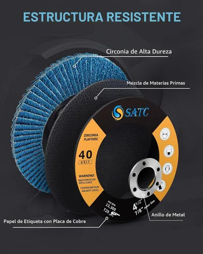 Vista 3 de S SATC Discos de aleta de 4-1/2 pulgadas de grano 40 de circonio tipo 29 discos abrasivos para amoladora angular, paquete de 20