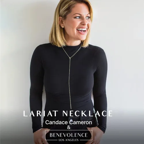 Vista 2 de Benevolence LA Lariat Necklace for Women, Gold Bar Necklace, Candace Cameron Designed Y Necklace for Women, Gold Necklace for Women, 14k Gold