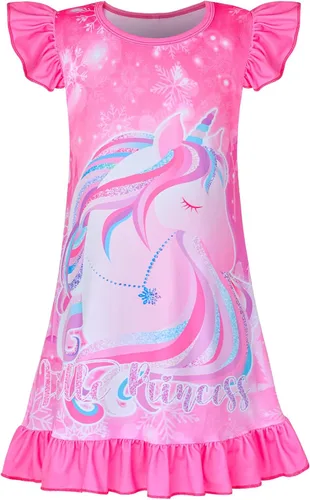 Vista 12 de Sylfairy - Camisones de dormir para niñas, pijamas de unicornio con diseño de princesa para niñas, prendas de dormir