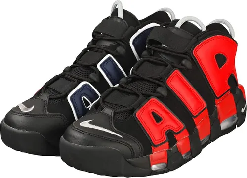 Vista 9 de Nike Air More Uptempo tenis de piel blancasnegras para hombre