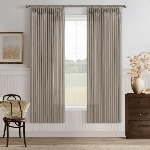 Vista 67 de TWODRAPES Cortinas de Lino Plisadas con Pinza Beige Blancas de 54 Pulgadas de Largo 2 Paneles para Comedor Cocina Dormitorio Plisadas Semi
