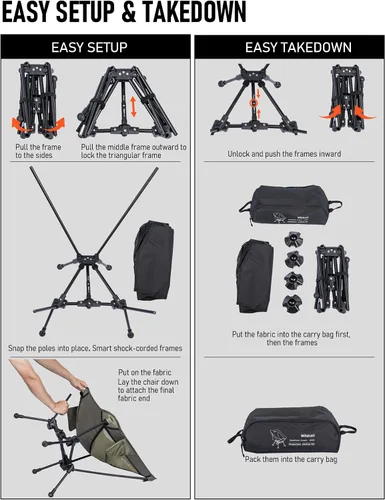 Vista 6 de WildCall Silla de camping plegable y ligera, silla de playa compacta con pies grandes que no se hunden