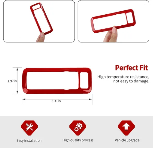 Vista 3 de Jimen Compatible con Ford Bronco Sport 2021-2022, cubierta del panel del interruptor de los faros delanteros, accesorios para moldura interior (rojo)