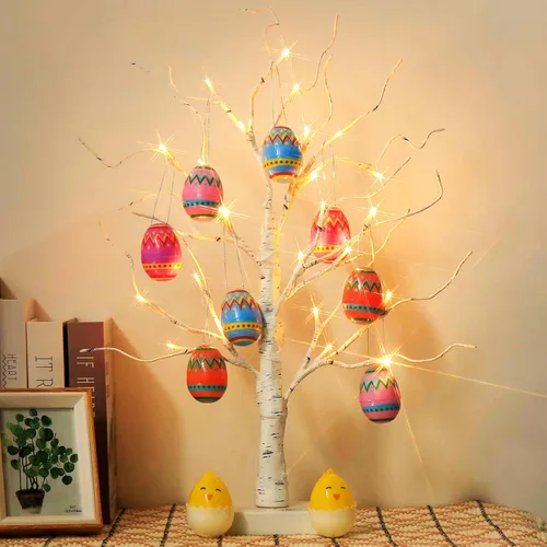 Vista 11 de EAMBRITE Soporte para Regalo de Árbol de Dinero, Árbol de Abedul Iluminado de 2 Pies 24LED, Temporizador Alimentado por Batería/USB, Pantalla