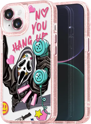 Vista 96 de Compatible para iPhone 13 Funda Bonita Estética - Funda para Teléfono Rosa con Purpurina con Protector de Cámara - Diseño de Cubierta
