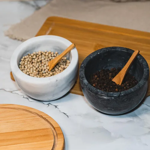 Vista 5 de Azucarero con tapa, contenedor de azúcar de mármol con madera de acacia natural, bodega de sal con tapa, tarro de azúcar, recipiente de sal, Gris