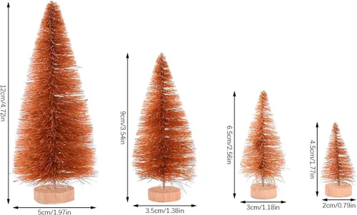 Vista 5 de 16 árboles de sisal artificiales para árbol de Navidad con base de madera, cepillo para botellas de Navidad, árboles de mesa de Navidad