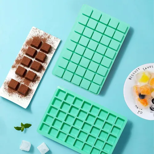 Vista 2 de Paquete de 2 moldes cuadrados de silicona para chocolate, moldes de silicona para caramelo de 40 cavidades para chocolate, cubitos de hielo