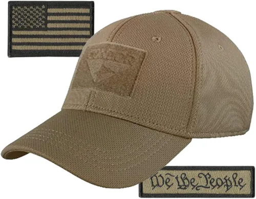 Vista 6 de Paquete de gorras tácticas ajustadas de Condor, We The People & USA Patchs, elige la talla Negro