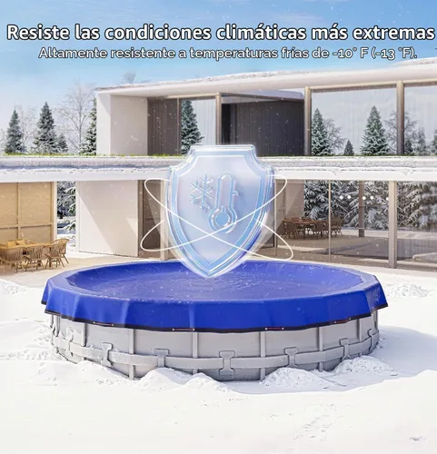 Vista 3 de POOLHACKER - Cubierta de piscina de invierno de 12 pies, redonda, 12 pies sobre el suelo, cubierta de piscina 420D extragruesa con extensión