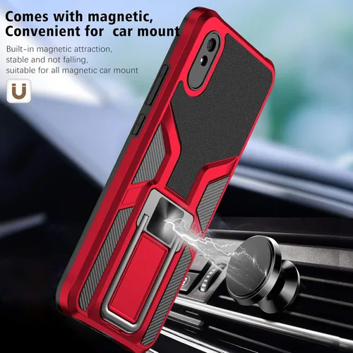 Vista 8 de Asuwish Funda compatible con Xiaomi Redmi 9A Redme 9i y protector de pantalla de vidrio templado, soporte de anillo, soporte magnético, accesorios