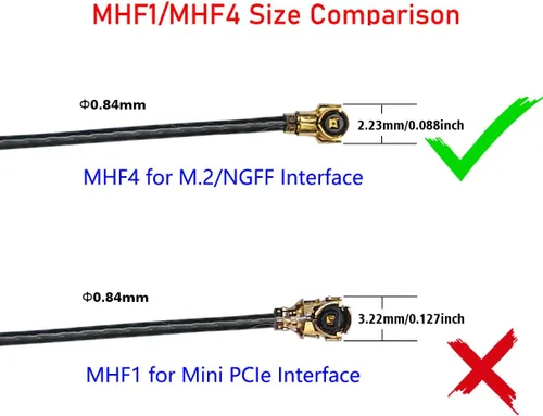 Vista 4 de MHF4 Internal WiFi Antenna 8dBi Dual-Band 50cm Cable for Laptop M.2 Card